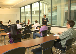 A photo of students in a classroom in the Downtown Campus.