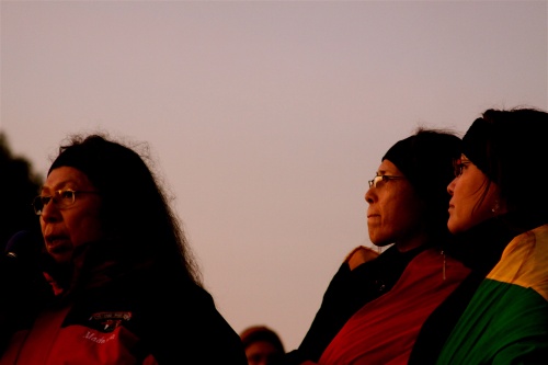 A photo of indigenous leaders at the 40th Anniversary of the American Indian Occupation of Alcatraz Island. 