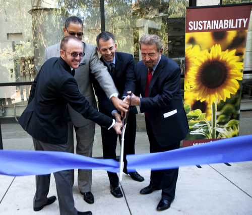 A photo of the dedication of the new fuel cell plant at SF State on Dec. 8.