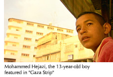 A still from the film "Gaza Strip" features Mohammed Hejazi, the 13-year-old boy who is the focus of the film