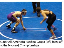 Photo of Gator All-American Pacifico Garcia (left) facing off at the National Championships