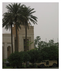 Photo of the Office of Reconstruction and Humanitarian Assistance, located in the largest of Saddam Hussein's former palaces in Baghdad