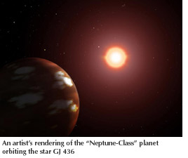 Image of an artist's rendering of the "Neptune-Class" planet orbiting the star GJ 436
