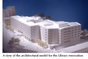Image of the architectural model for the Library renovation
