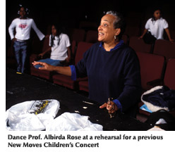 Photo of Dance Professor Albirda Rose at a New Moves Children's Concert