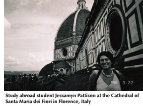 Study abroad student Jessamyn Pattison at the Cathedral of Santa Maria dei Fiori in Florence, Italy