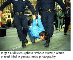 Jorgen Gulliksen's "Whose Streets" which placed third in the general news photography category