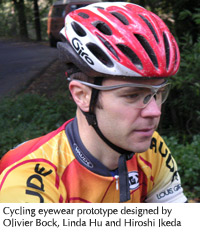 Photo of cycling eyewear designed by Olivier Bock, Linda Hu and Hiroshi Ikeda