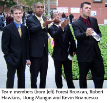 Photo of Forensics Team members Team members Forest Bronzan, Robert Hawkins, Doug Mungin and Kevin Briancesco