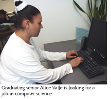 Photo of graduating senior Alice Valle who is looking for a computer science job