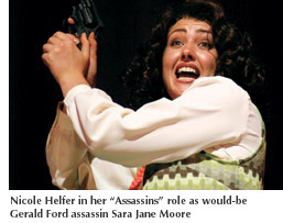 Photo of Nicole Helfer in her "Assassins" role as would-be Gerald Ford assassin Sara Jane Moore