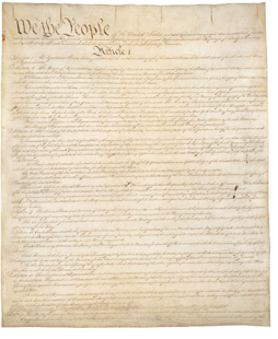 Photo of the original copy of the U.S. Constitution