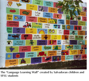 Photo of the Language Learning Wall created by Salvadoran children and SFSU students