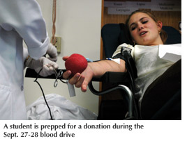 Photo of a student donating blood