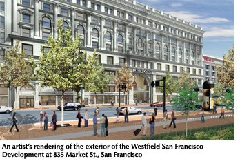 An artist's rendering of the exterior of the Westfield San Francisco Development