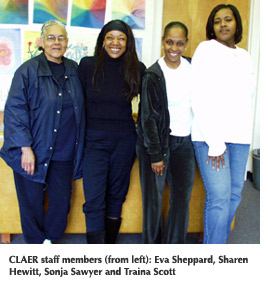 Photo of CLAER staff members Eva Sheppard, Sharen Hewitt, Sonja Sawyer and Traina Scott