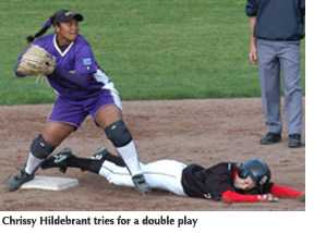 Photo of Chrissy Hildebrandt trying for a double play