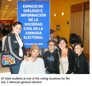 Photo of SF State students at one of the voting locations for the July 2 Mexican general election