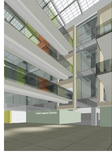 A view of a possible look for the interior of the J. Paul Leonard Library