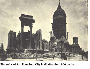 Photo of the ruins of San Francisco City Hall after the 1906 earthquake