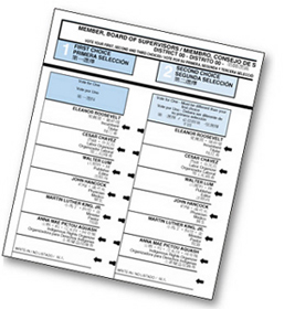 A detail of the sample ballot for San Francisco's ranked-choice voting system