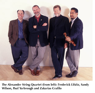 Photo of the Alexander String Quartet (from left): Frederick Lifsitz, Sandy Wilson, Paull Yarbrough and Zakarias Grafilo