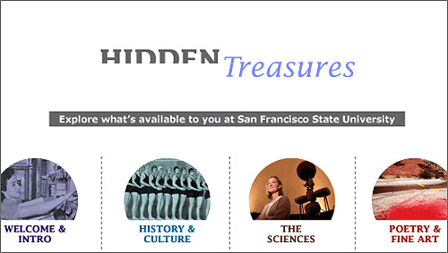 Image of the front page of the Hidden Treasures Web site