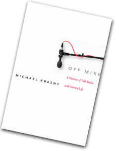 Michael Krasny's book cover features a lone microphone against a white background