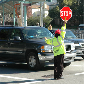 Photo of one of the crossing guards at 19th and Holloway