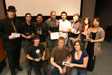 A photo of winners from the CSU Media Arts Festival