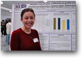 A photo of Sarah Boles presenting her research.