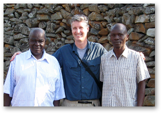 A photo of Kisumu Museum Board of Directors Chairman Austin Kapere, SF State museum studies Program Director Edward Luby and Thimlich Ohinga site curator and head of interpretation Silas Nyagweth