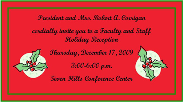 Invite to the Dec. 17 Holiday reception.