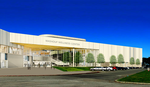Architectural rendering of the Mashouff Wellness Center exterior