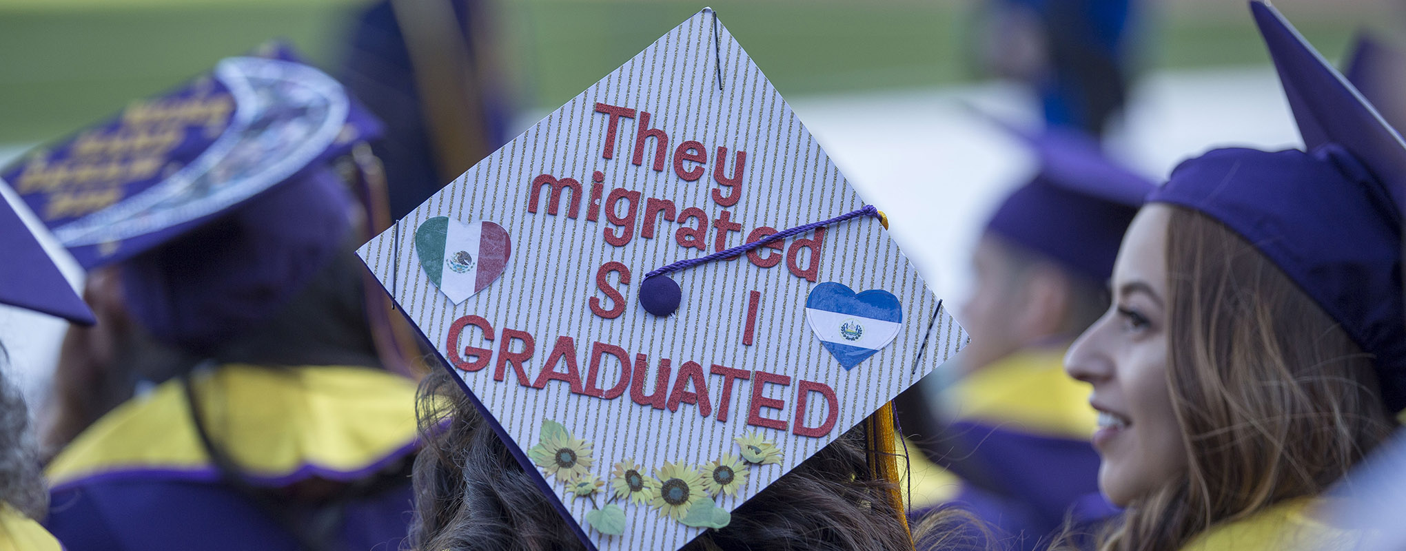 decorated graduation cap at commencement 