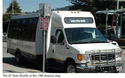 The SF State Shuttle at the 19th Avenue stop