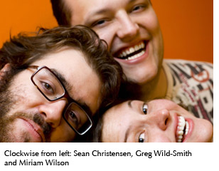 Photo of the "Ignorance is Bliss" team Sean Christensen, Greg Wild-Smith and Miriam Wilson