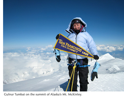 Gulnur Tumbat on the summit of Alaska’s Mt. McKinley 