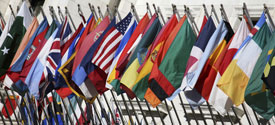 Photo of international flags.
